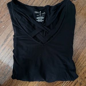 American eagle criss cross neckline long sleeve shirt